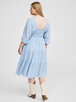 Midi Gauze 3/4 Length Sleeve Dress