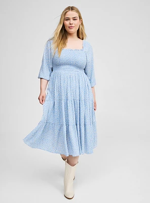 Midi Gauze 3/4 Length Sleeve Dress
