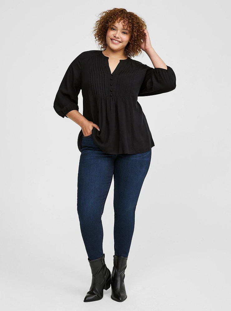 Long Sleeve Pleated Blouse