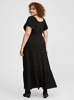 Maxi Jersey Flutter Sleeve Tiered Dress