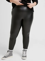 Crop Signature Waist Faux Leather Ankle Zip Legging