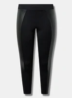 Full Length Signature Waist Faux Leather Inset Legging