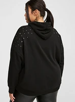 Mystic Moon Relaxed Fit Cozy Fleece Studded Hoodie