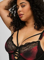 Mesh And Lace Half Cup Underwire Bustier