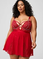 Diamante Lace Underwire Babydoll