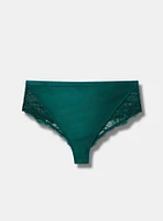 Mid Waist High Leg Shine & Lace Tanga Panty