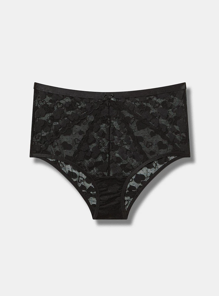 Heart Lace Mid Rise Brief Panty