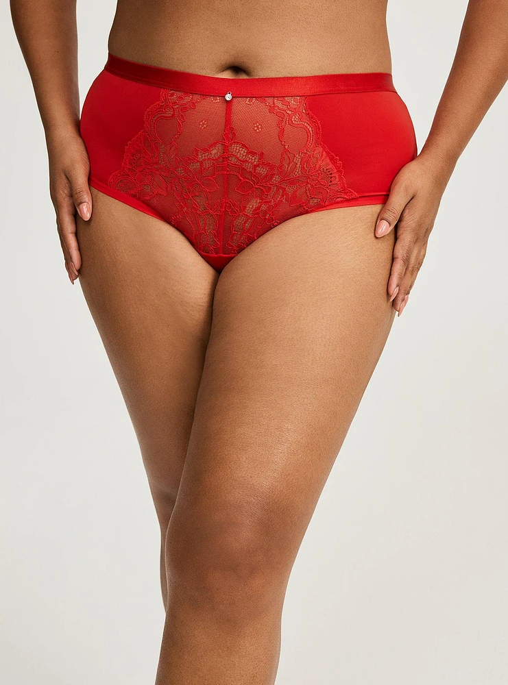 Microfiber & Lace Cheeky Panty