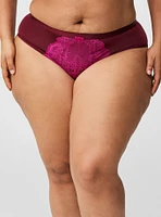 Microfiber & Lace Mid Rise Hipster Panty