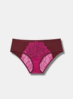 Microfiber & Lace Mid Rise Hipster Panty