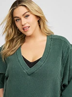 Waffle Relaxed Fit Drop Shoulder Sweatshirt