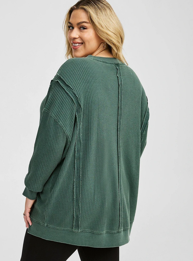 Waffle Relaxed Fit Drop Shoulder Sweatshirt