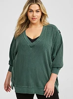 Waffle Relaxed Fit Drop Shoulder Sweatshirt