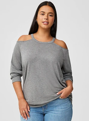 Lightweight French Terry Cold Shoulder Sweatshirt