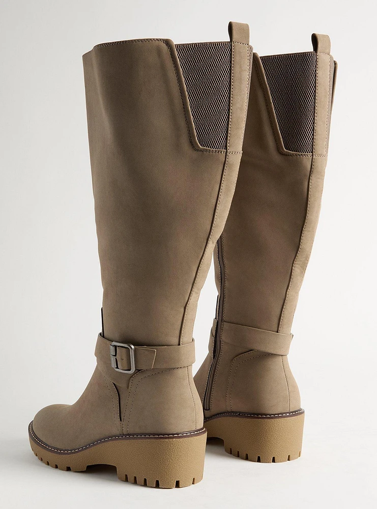 Lug Sole Buckle Knee Boot (WW