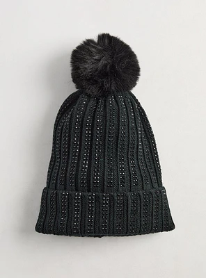 Pom Sparkle Knit Beanie