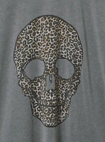 Cheetah Skull Roll Cuff Relaxed Cotton Crew Tee