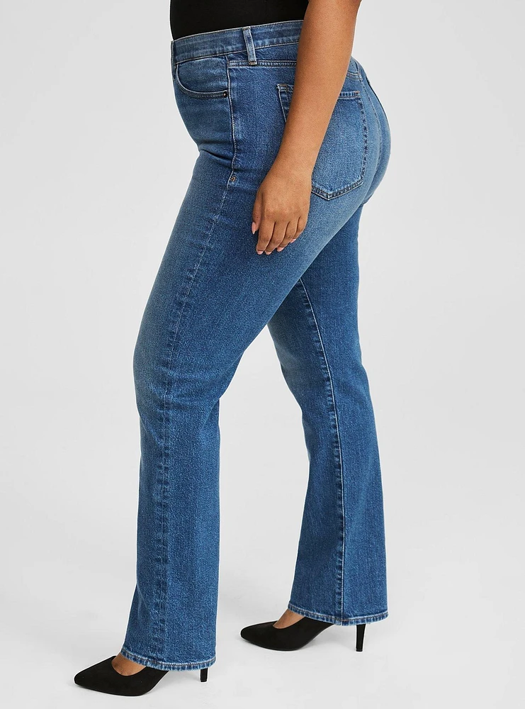 High Rise Straight Elastic Waist Classic Denim Jean