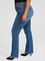 High Rise Straight Elastic Waist Classic Denim Jean