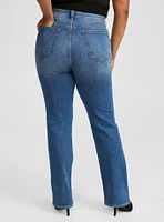 High Rise Straight Elastic Waist Classic Denim Jean