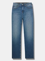 High Rise Straight Elastic Waist Classic Denim Jean