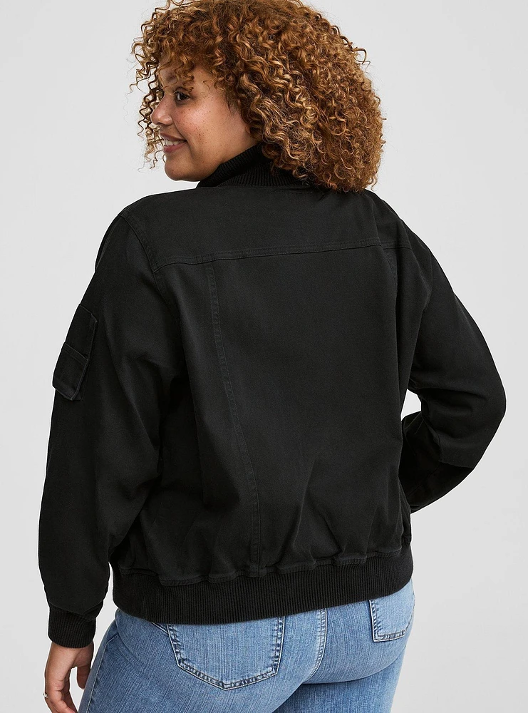 Twill Bomber With Rib Detail