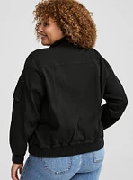 Twill Bomber With Rib Detail