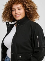 Twill Bomber With Rib Detail