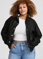 Twill Bomber With Rib Detail