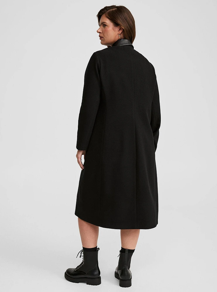 Softest Coat Faux Leather Collar Longline