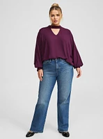 Georgette Keyhole Long Sleeve Blouse