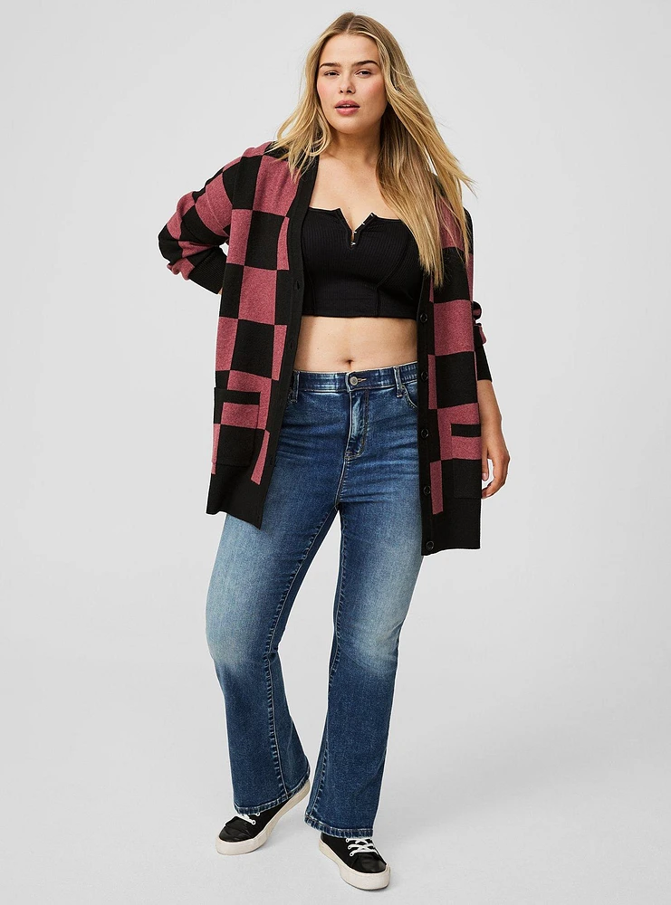 Luxe Cozy Jacquard Boyfriend Cardigan