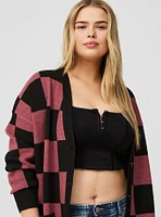 Luxe Cozy Jacquard Boyfriend Cardigan