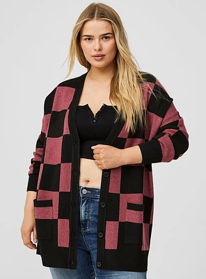 Luxe Cozy Jacquard Boyfriend Cardigan