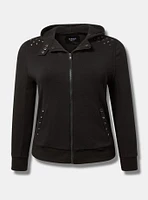 Fleece Studded Moto Jacket