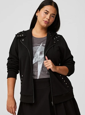 Fleece Studded Moto Jacket