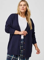 Button Down Drop Shoulder Boyfriend Cardigan