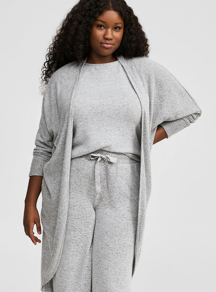 Super Soft Plush Rib Hooded Cocoon Lounge Cardigan