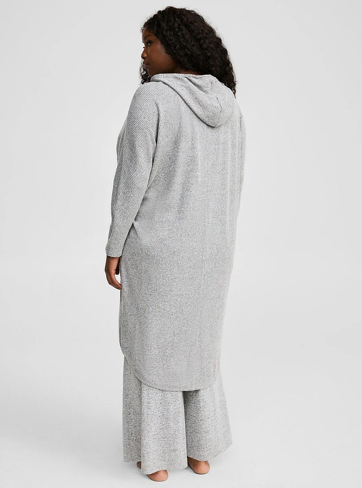 Super Soft Plush Rib Hooded Cocoon Lounge Cardigan