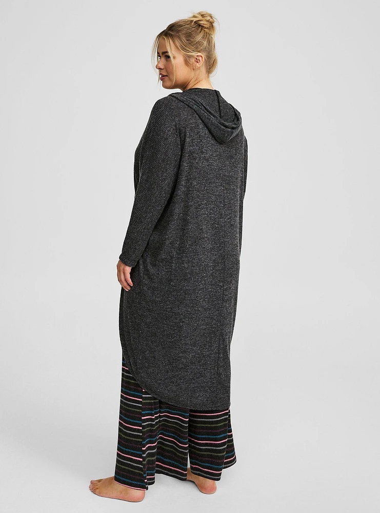 Super Soft Plush Rib Hooded Cocoon Lounge Cardigan