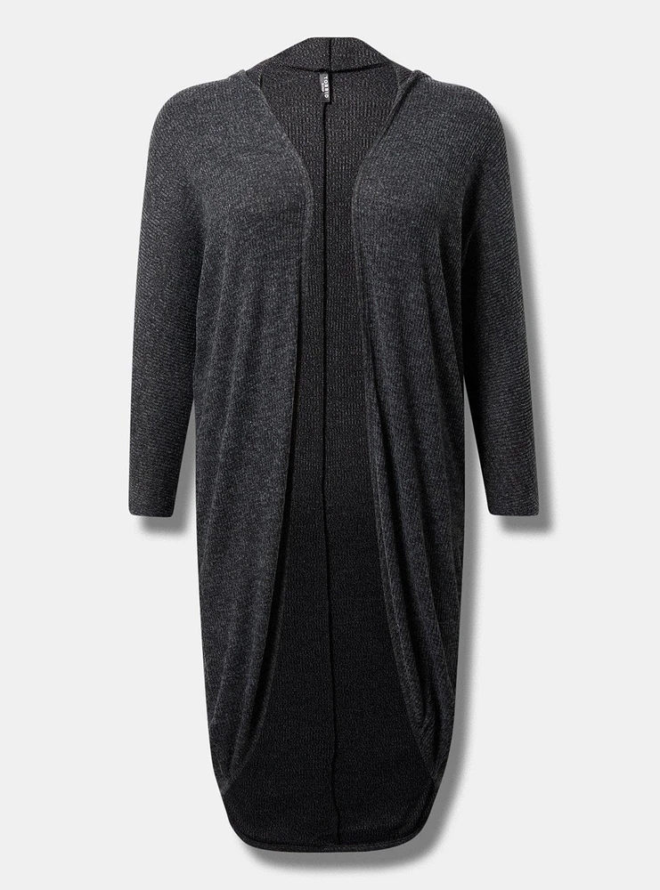 Super Soft Plush Rib Hooded Cocoon Lounge Cardigan