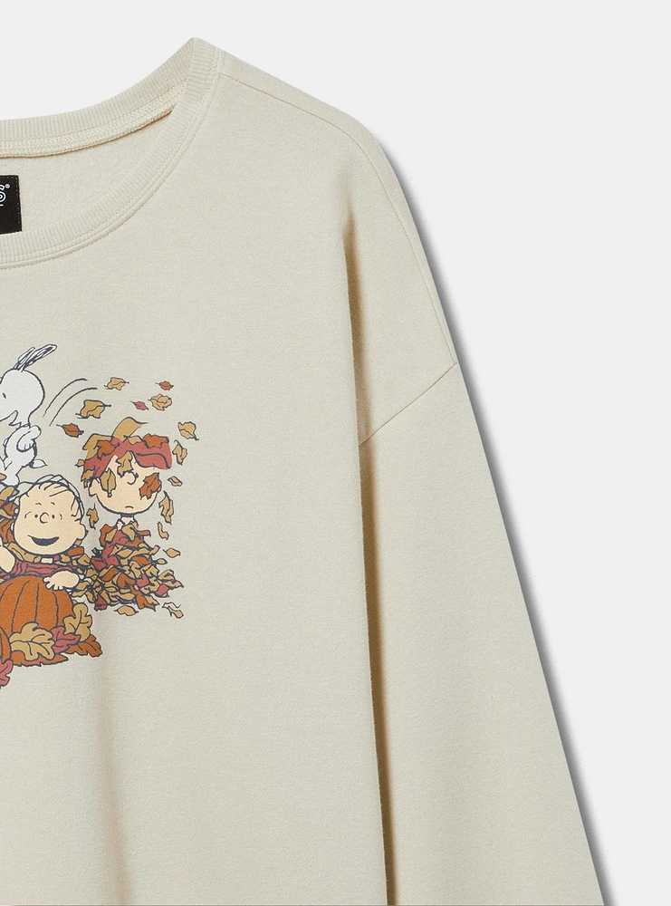 Peanuts Cozy Fleece Drop Shoulder Crew Sweatshirt