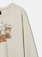 Peanuts Cozy Fleece Drop Shoulder Crew Sweatshirt