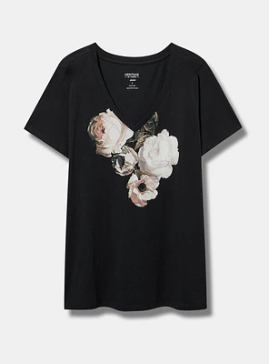 Floral Classic Fit Heritage Jersey V-Neck Tee