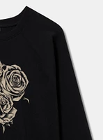 Painted Roses Classic Fit Cozy Fleece Raglan Sweatshirt