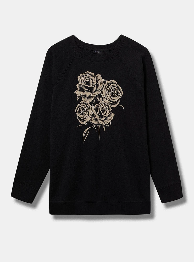 Painted Roses Classic Fit Cozy Fleece Raglan Sweatshirt