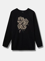 Painted Roses Classic Fit Cozy Fleece Raglan Sweatshirt