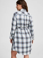 Mini Long Sleeve Button Front Shirt Dress