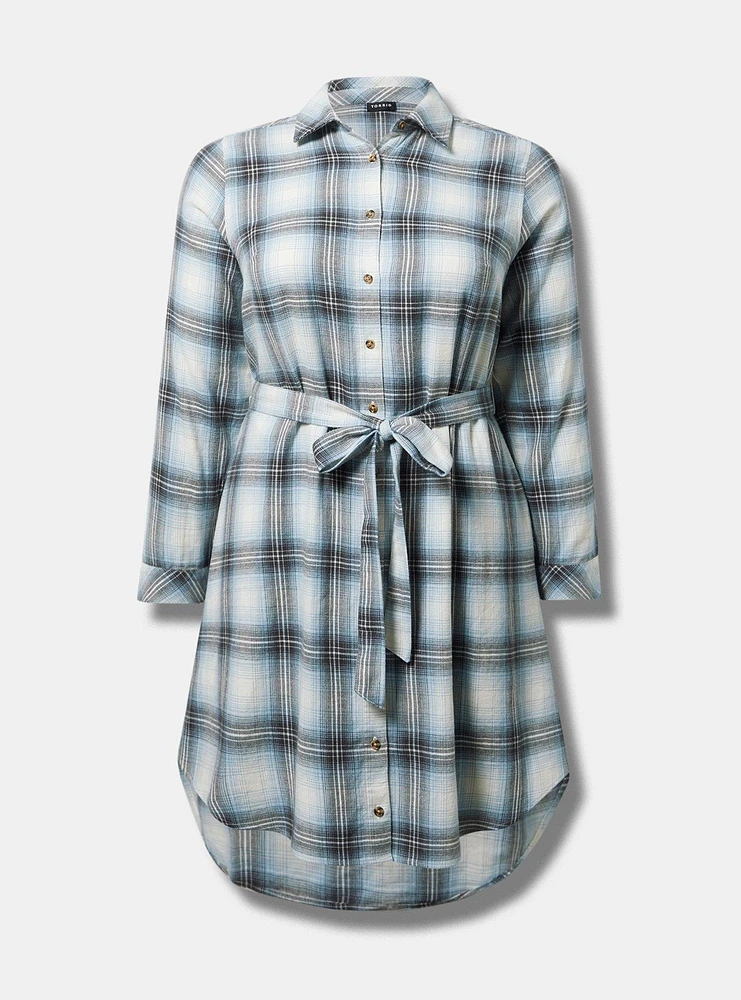 Mini Long Sleeve Button Front Shirt Dress