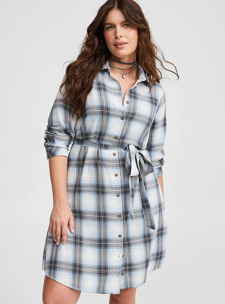 Mini Long Sleeve Button Front Shirt Dress